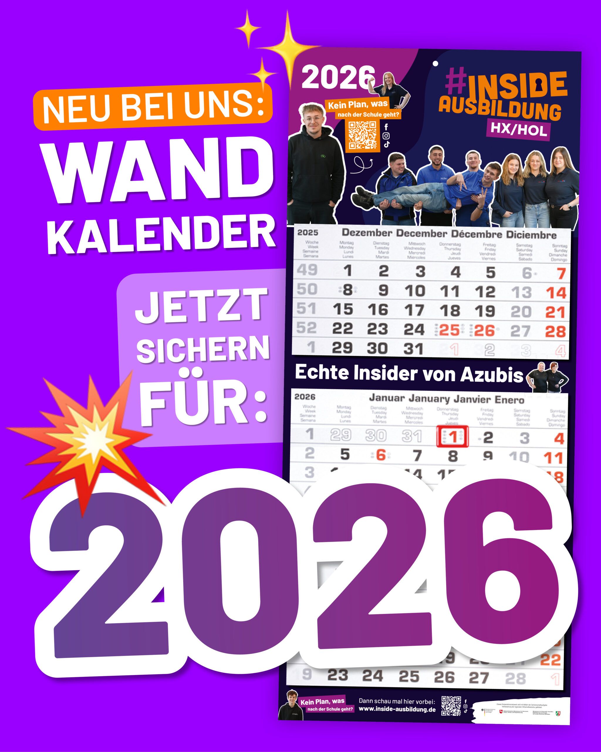 Wir haben NEUE WANDKALENDER für 2026 🚀🩷